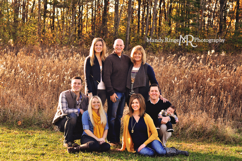 Extended Family Portrait Session // Outdooor fall photos, prairie, woods // Leroy Oakes Forest Preserve - St Charles, IL // by Mandy Ringe Photography