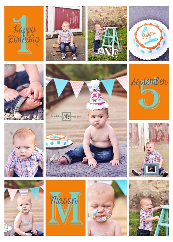 Boy first birthday portraits and cake smash // Farm, barn, rustic, plaid // Leroy Oakes - St. Charles, IL // by Mandy Ringe Photography
