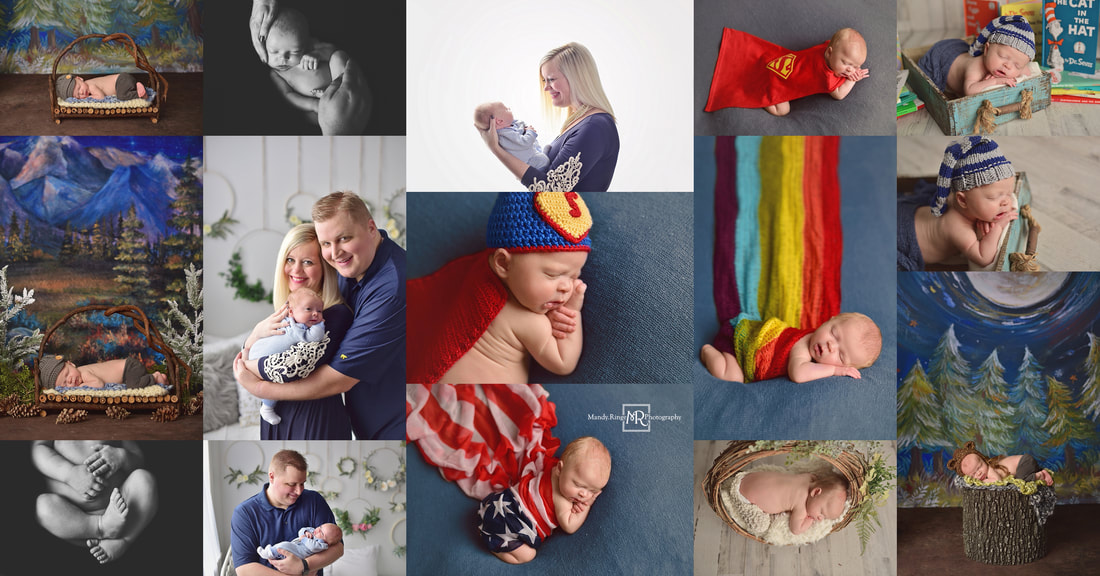 Newborn boy portrait collage // St. Charles, IL studio // by Mandy Ringe Photography
