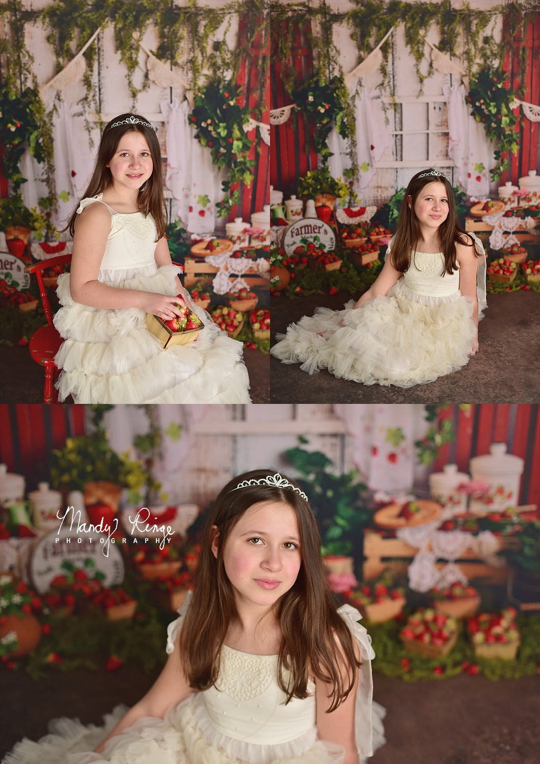 Sisters milestone portraits // strawberries, Dollcake dress, Baby Dream Backdrops // St Charles, IL Photographer // by Mandy Ringe Photography
