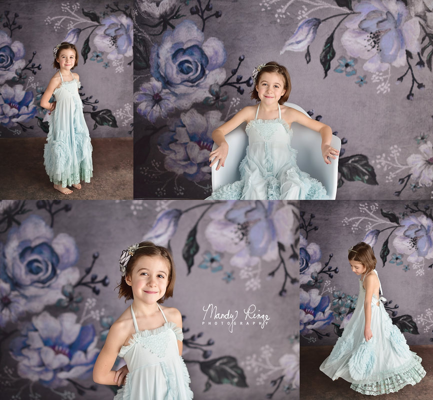 Sisters milestone portraits // Blue and gray roses, Dollcake dress, Kate Backdrops // St Charles, IL Photographer // by Mandy Ringe Photography