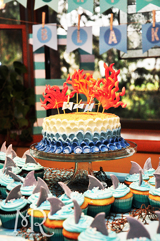 Under the Sea themed birthday party // Under the Sea birthday cake with coral // Boy's first birthday // by Mandy Ringe Photography