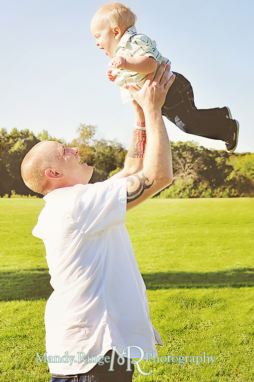 Family photos, father and son, holding the baby up in the air  // Leroy Oaks // St Charles, IL // by Mandy Ringe Photography