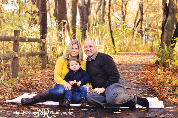 Fall family portraits // Fall foliage, wooden fence // Delnor Woods - St Charles, IL // by Mandy Rnige Photography