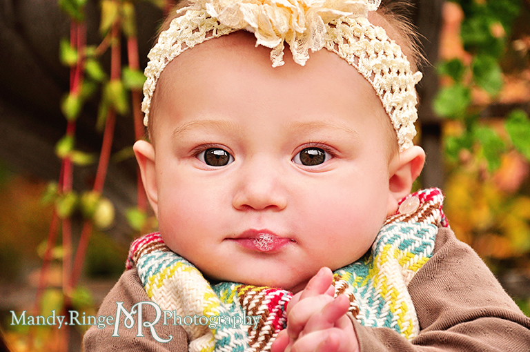 6 month old baby girl portraits // Close up of baby blowing bubbles // Cantigny Gardens - Wheaton, IL // by Mandy Ringe Photography