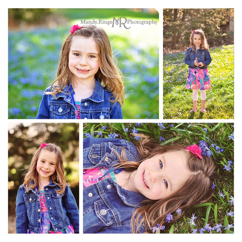 Spring portraits // 4 year old girl // blue flowers // Fabyan forest preserve - Geneva, IL // by Mandy Ringe Photography