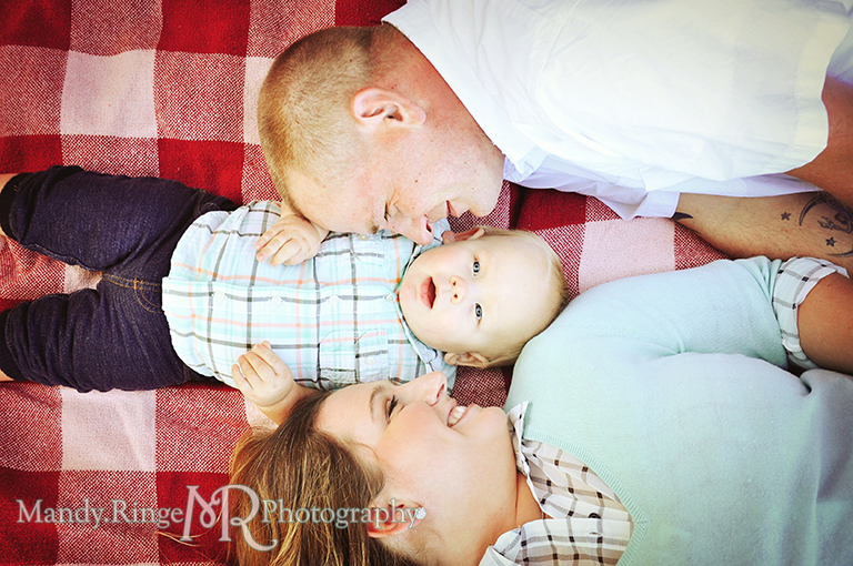 Family photos laying on a blanket, shot from above // Leroy Oaks // St Charles, IL // by Mandy Ringe Photography