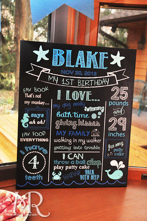 Under the Sea themed birthday party // Chalkboard infographic // Boy's first birthday // by Mandy Ringe Photography