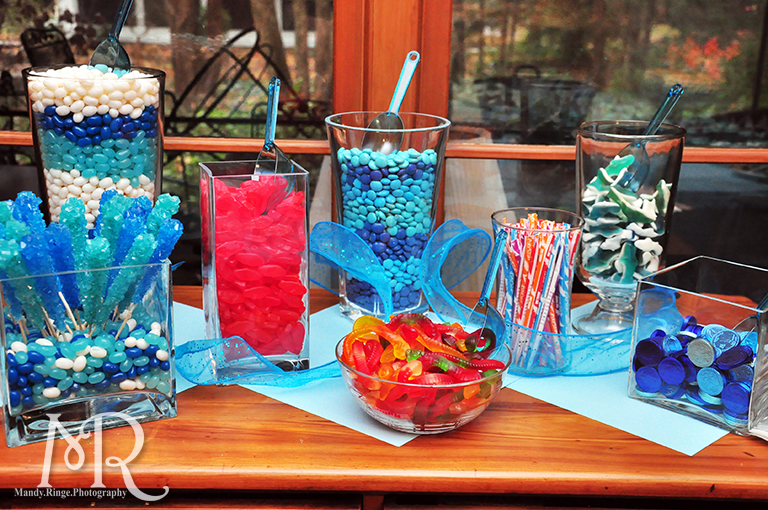 Under the Sea themed birthday party // Candy bar setup // Boy's first birthday // by Mandy Ringe Photography