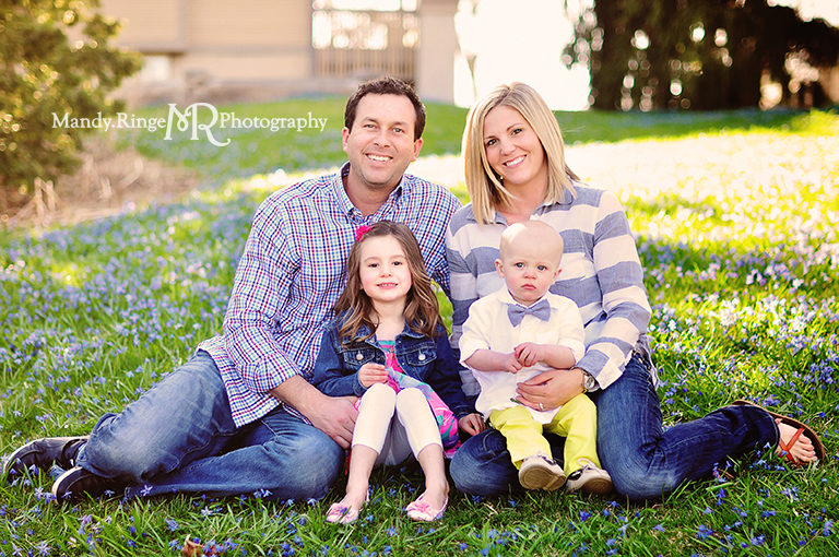 Spring family portraits // blue flowers // Fabyan forest preserve - Geneva, IL // by Mandy Ringe Photography