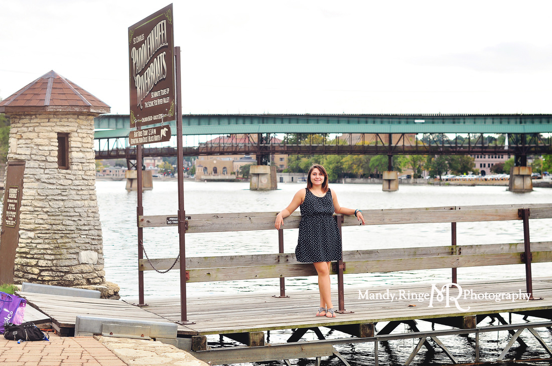 Senior portraits // Fox River, riverboat dock, teen girl, Ottawa Highschool // Pottawatomie Park - St. Charles, IL // by Mandy Ringe Photography