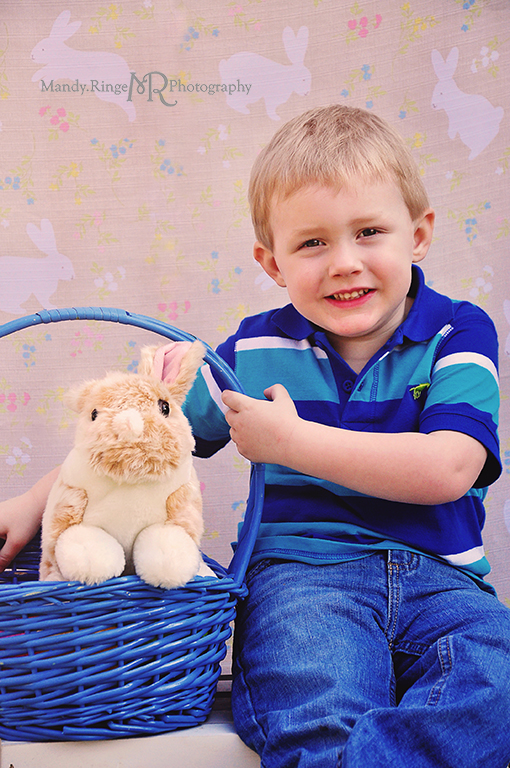 Easter photo shoot // Cousins, boys, bunny backdrop, stuffed bunny, easter basket // Camden, OH // by Mandy Ringe Photography