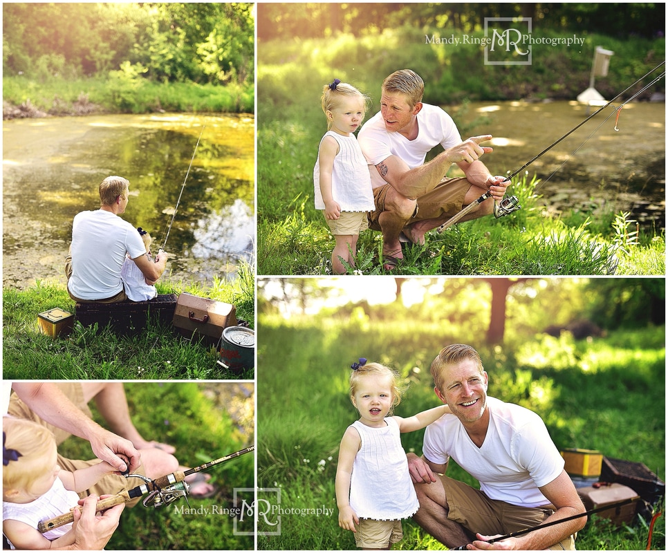 Daddy and Me mini session event // fishing, pond, gummy worms, tackle box, summer // Leroy Oakes - St. Charles, IL // by Mandy Ringe Photography