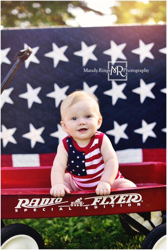 Stars and Stripes mini sessions // patriotic, fireworks stand, flag quilt, Radio Flyer wagon, red, white, and blue // Leroy Oakes - St. Charles, IL // by Mandy Ringe Photography