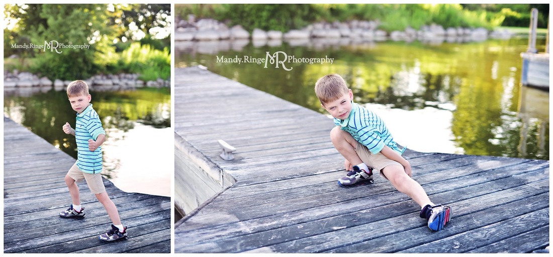 Sibling portraits taken at Fox River Marina in Barrington, IL by Mandy Ringe Photography