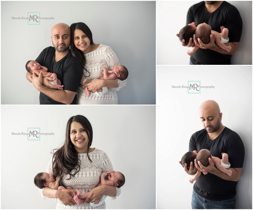 Newborn twin boys // in home session, parent shots, mom and dad // Saint Charles, IL // by Mandy Ringe Photography
