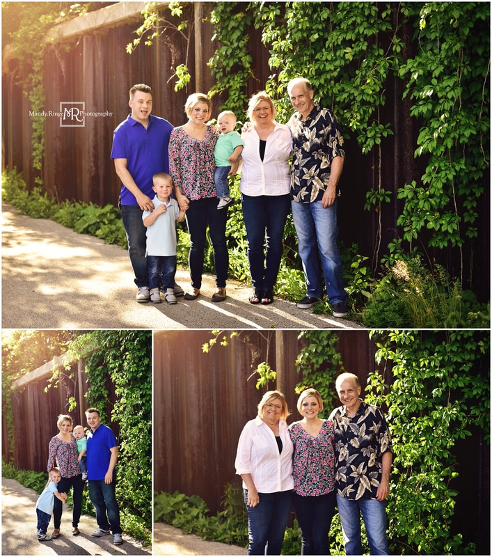 Extended family portraits // outdoors, rusted wall, climbing vines // Pottawatomie Park - St. Charles, IL // by Mandy Ringe Photography