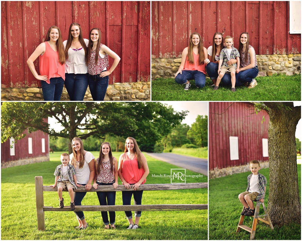  Sibling Portraits // red barn, wooden fence // Leroy Oakes - St. Charles, IL // by Mandy Ringe Photography