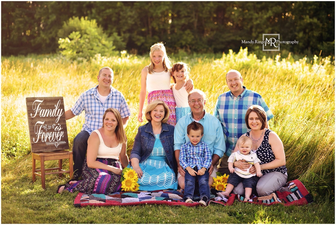 Extended Family Portraits // Summer, outdoors, prairie // Leroy Oakes - St. Charles, IL // by Mandy Ringe Photography