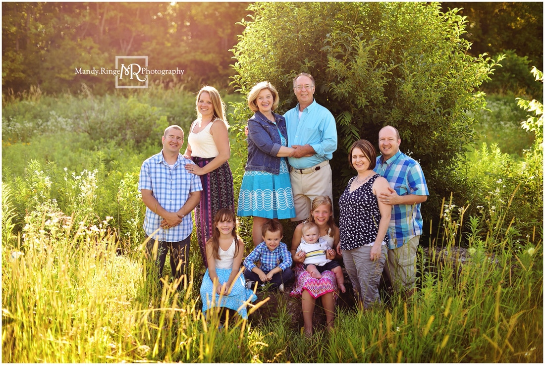 Extended Family Portraits // Summer, outdoors, prairie // Leroy Oakes - St. Charles, IL // by Mandy Ringe Photography