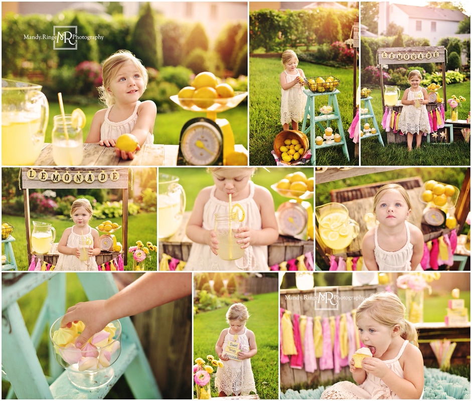 Lemonade stand themed mini session portraits by Mandy Ringe Photography