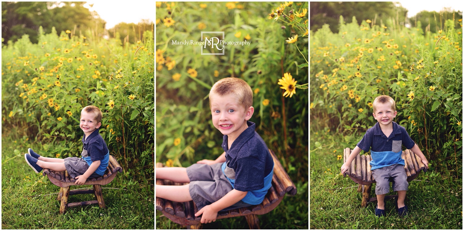 Summer family portraits // outdoors, prairie, wildflowers, tall grass, family of four // Leroy Oakes - St. Charles, IL // by Mandy Ringe Photography