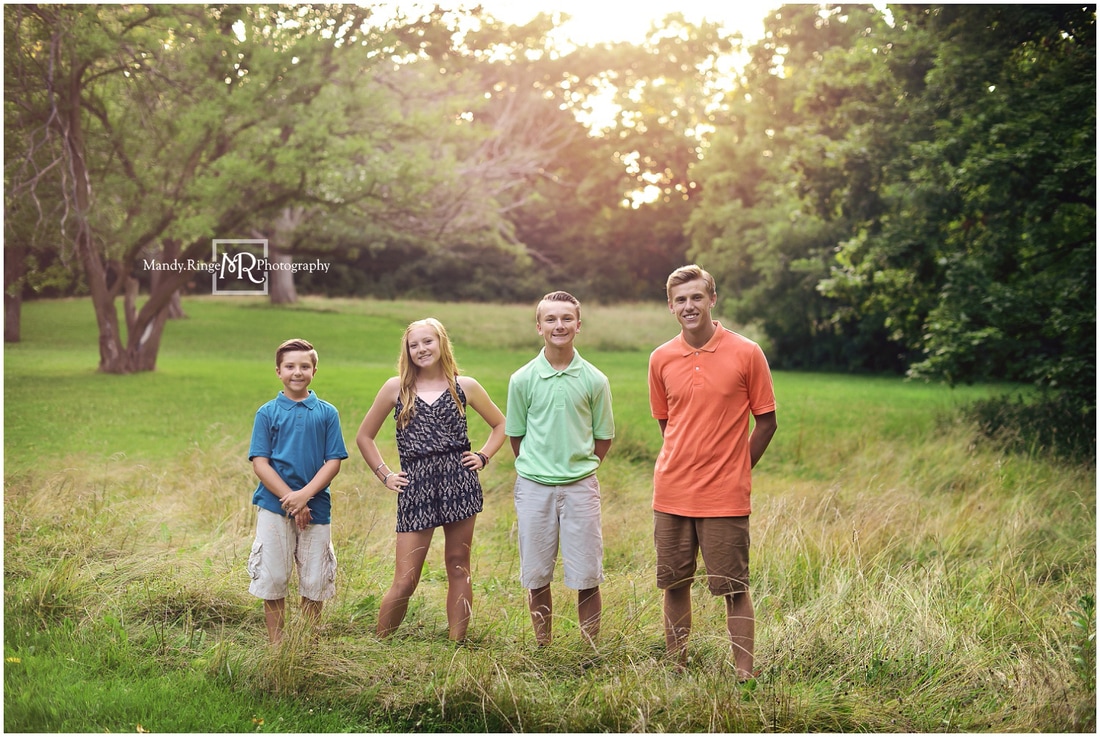 Summer family portraits // family of six, colorful outfits // Leroy Oakes - St. Charles, IL // by Mandy Ringe Photography