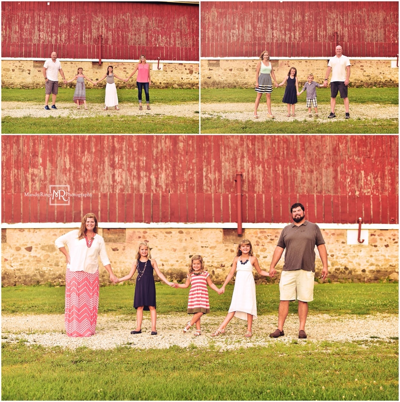 Summer extended family portraits // red and white barn, outdoors // Leroy Oakes - St. Charles, IL // by Mandy Ringe Photography