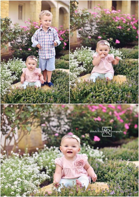 Summer family portraits // siblings, brother and sister, outdoors, sitting in flowers // Leroy Oakes - St. Charles, IL // by Mandy Ringe Photography