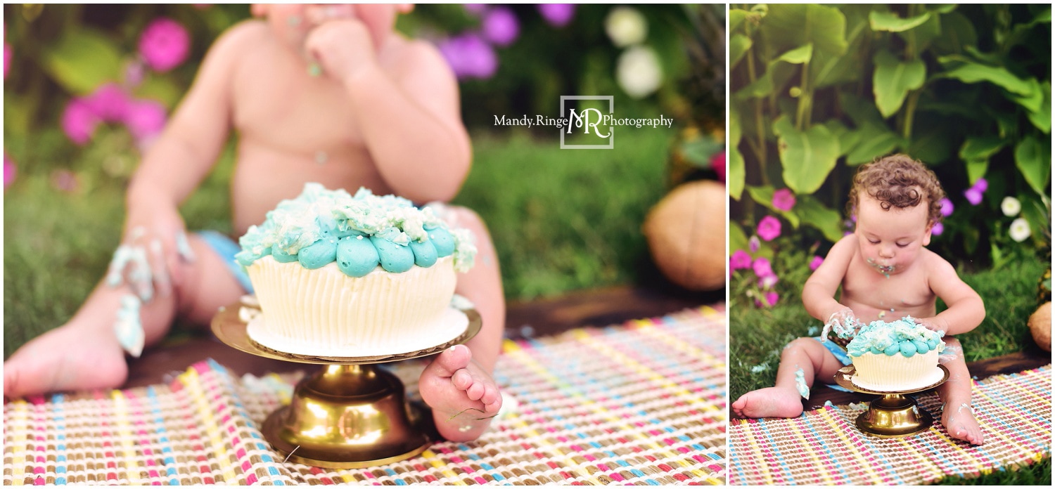 Hawaiian luau themed first birthday // tropical, summer, tiki, cake smash // Peck Farm - Geneva, IL // by Mandy Ringe Photography