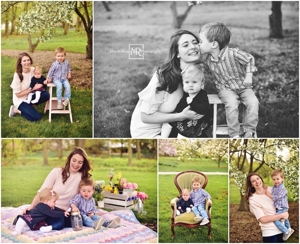 Mommy & Me styled mini sessions // Spring, flowers, flowering trees // Mount St. Mary Park - St. Charles, IL // by Mandy Ringe Photography