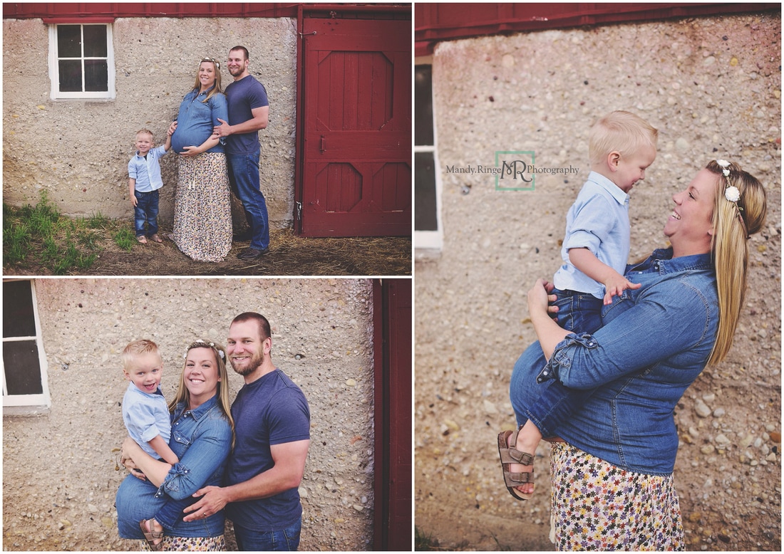 Family maternity portraits // outdoors, rustic, barn, farm, soon to be 4 // St. Charles, IL // by Mandy Ringe Photography