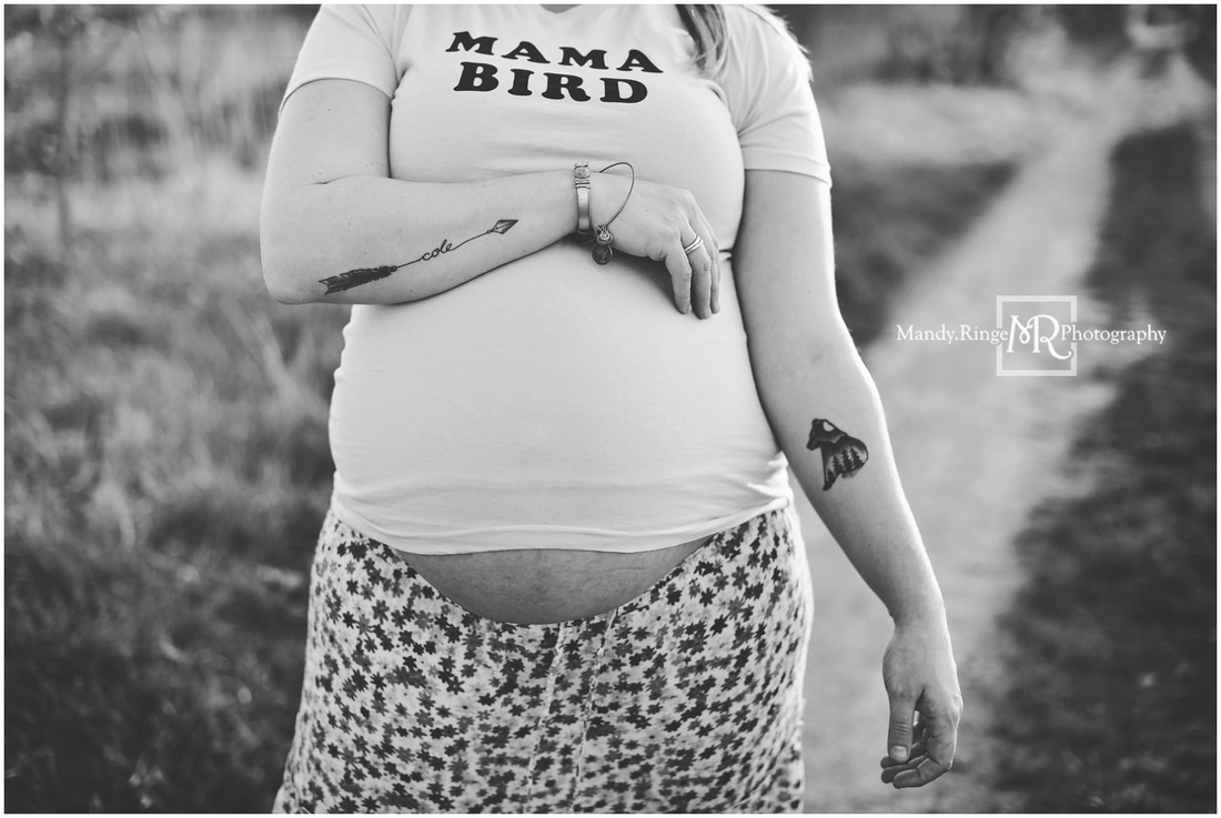 Family maternity portraits // outdoors, rustic, country road, dirt road, farm, soon to be 4, big brother, golden hour // St. Charles, IL // by Mandy Ringe Photography