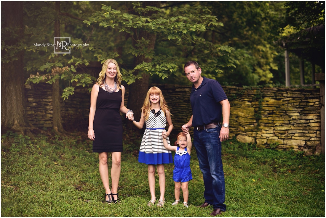 Spring family portraits // family of 4, outdoors, navy, white, and black // Fabyan Forest Preserve - Geneva, IL // by Mandy Ringe Photography