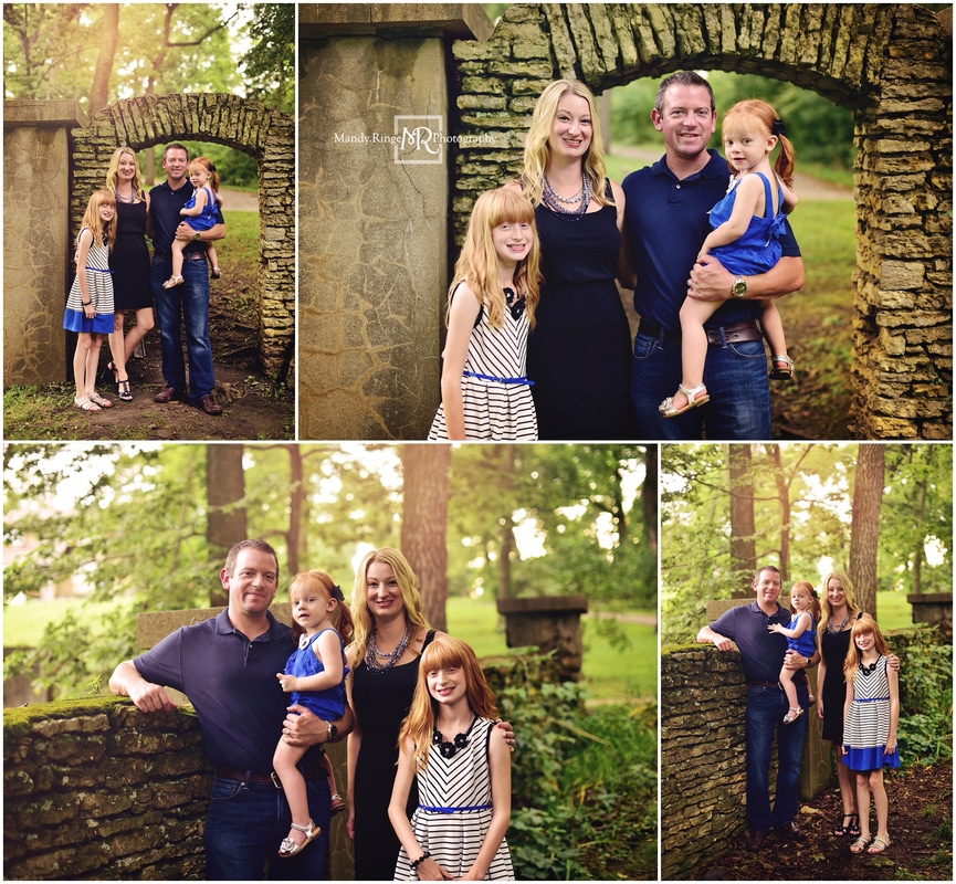 Spring family portraits // family of 4, outdoors, navy, white, and black // Fabyan Forest Preserve - Geneva, IL // by Mandy Ringe Photography