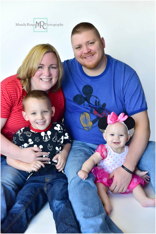 9 month milestone portraits // Minnie Mouse, pink and black // Client's home - South Elgin, IL // by Mandy Ringe Photography