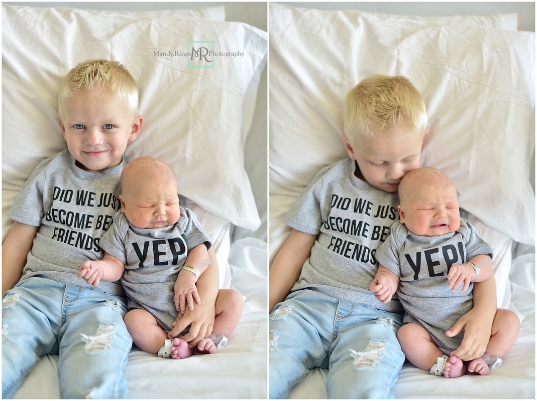 Fresh 48 hospital portraits // family of four, brothers, boy mom, siblings, first photos // Sherman Hospital - Elgin, IL // by Mandy Ringe Photography