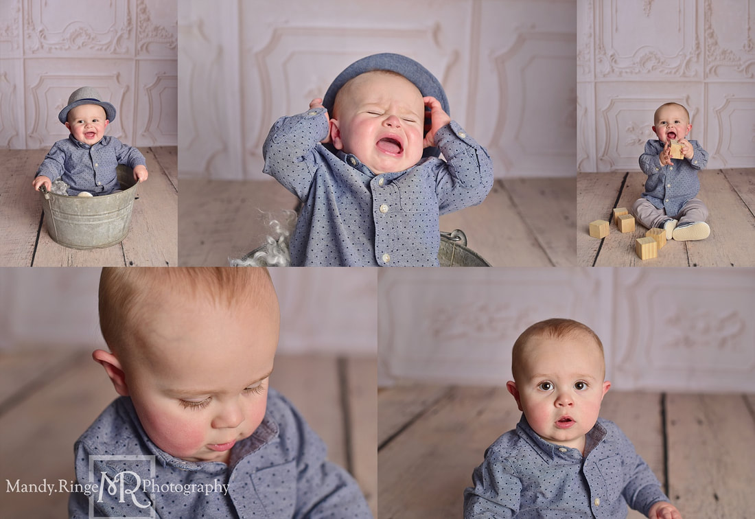 Little boy first birthday session and cake smash // little prince theme, shades of blue, silver, gray, 1 year old, royal // by Mandy Ringe Photography // St. Charles, IL Photographer