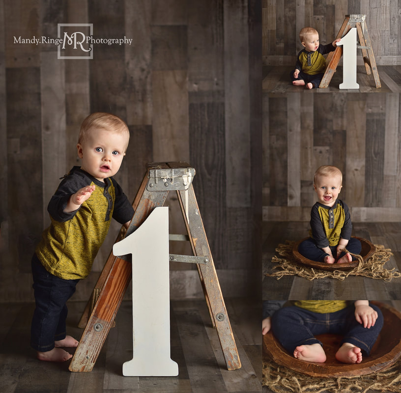 Baby boy first birthday portraits // milestone, one year old, rustic // by Mandy Ringe Photography // St. Charles, IL Photographer