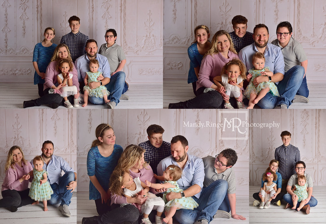 Baby girl first birthday portraits // Family, siblings, 5 kids, elegant // by Mandy Ringe Photography // St. Charles, IL Photographer
