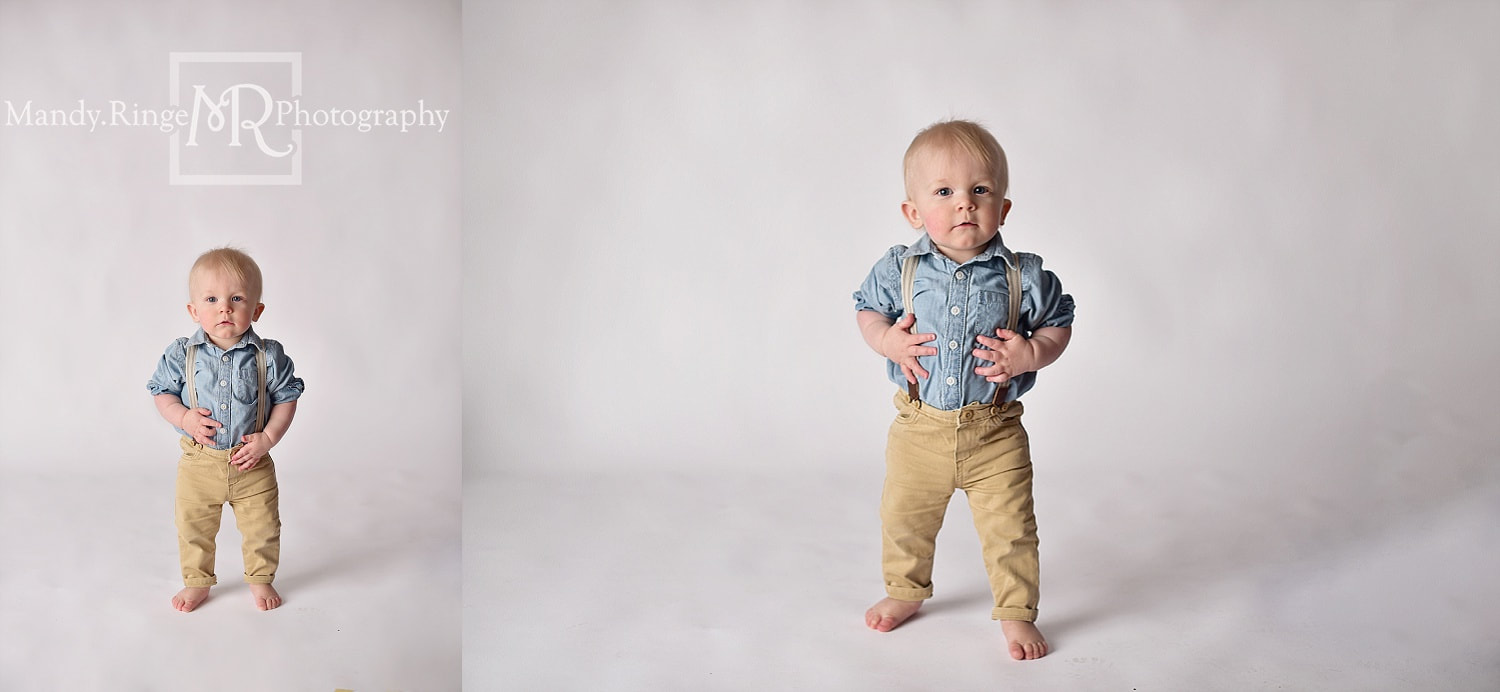 Baby boy first birthday portraits // Simple, classic, white // by Mandy Ringe Photography // St. Charles, IL Photographer