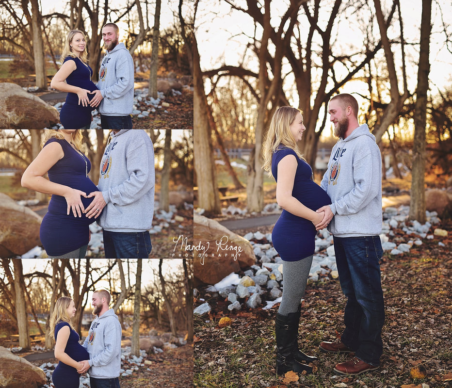 Winter maternity portrait session // Outdoors, golden hour, snow // Eaton, OH // Mandy Ringe Photography