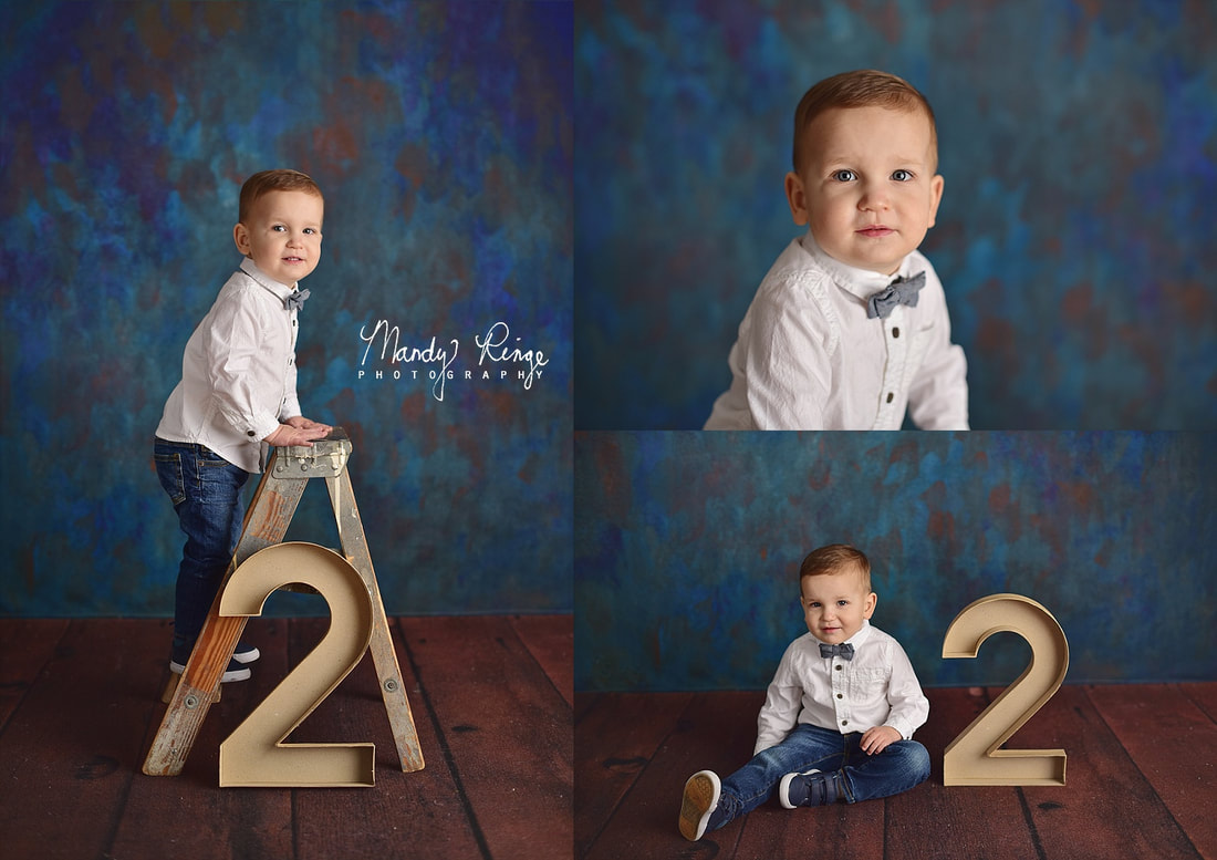 2 year old boy milestone portraits // second birthday, blue, brown, Baby Dream Backdrops // St. Charles, IL // by Mandy Ringe Photography