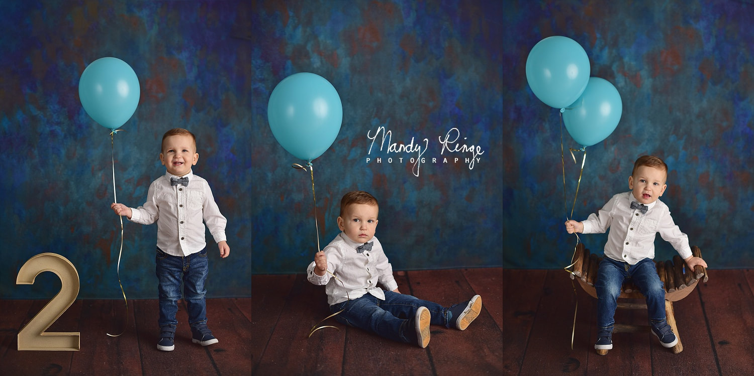 2 year old boy milestone portraits // second birthday, blue, brown, Baby Dream Backdrops // St. Charles, IL // by Mandy Ringe Photography