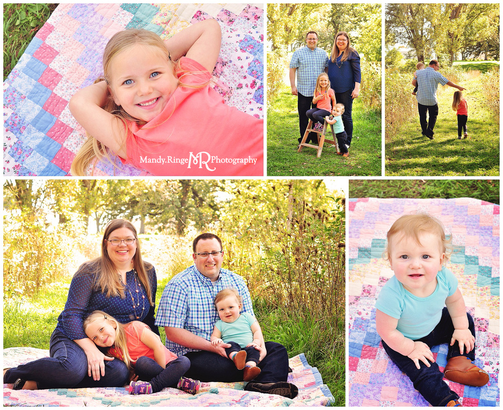 End of Summer mini sessions // colorful quilt, outdoors, prairie path, ladder // Leroy Oakes Forest Preserve - St. Charles, IL // by Mandy Ringe Photography