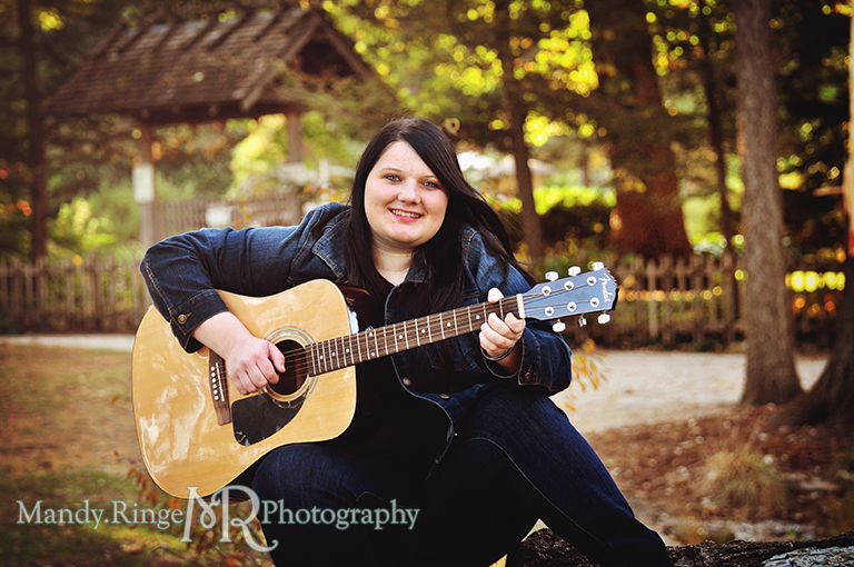 Teen girl holding a guitar // Senior Photos // Fabyan Forest Preserve - Batavia, IL // by Mandy Ringe Photography