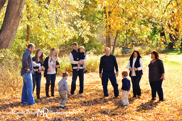 Fall extended family portraits // fall trees, leaves // Delnor Woods Park - St. Charles, IL // by Mandy Ringe Photography