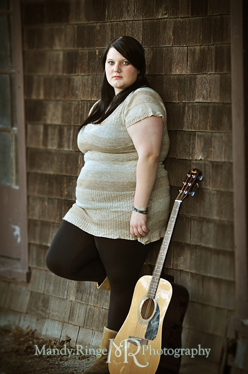 Teen girl posing with a guitar // Senior Photos // Fabyan Forest Preserve - Batavia, IL // by Mandy Ringe Photography