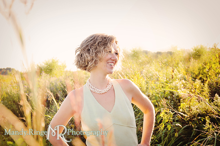 Model Laurie Rouse standing on a path through the prairie // Peck Farm Park // Geneva, IL // by Mandy Ringe Photography