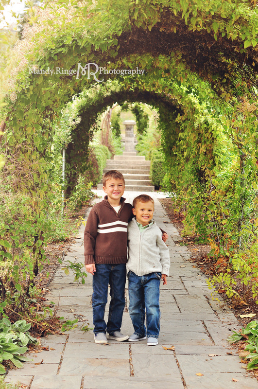 Sibling portraits // brothers, villa garden, rose arbor // Fabyan Forest Preserve - Geneva, IL // by Mandy Ringe Photography